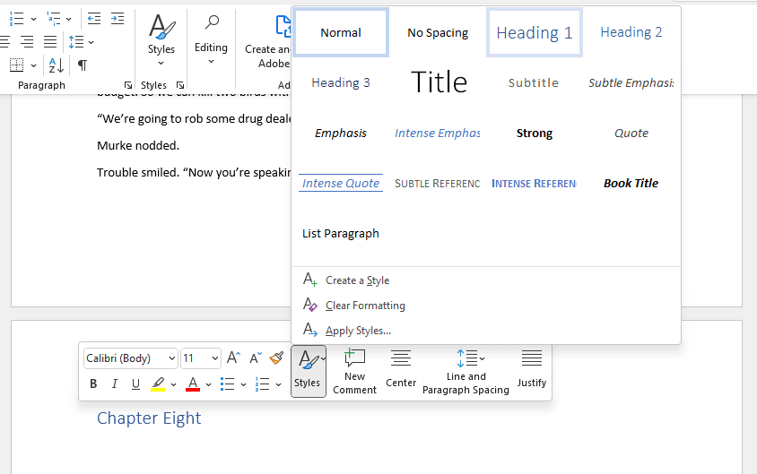 écrire un livre avec word