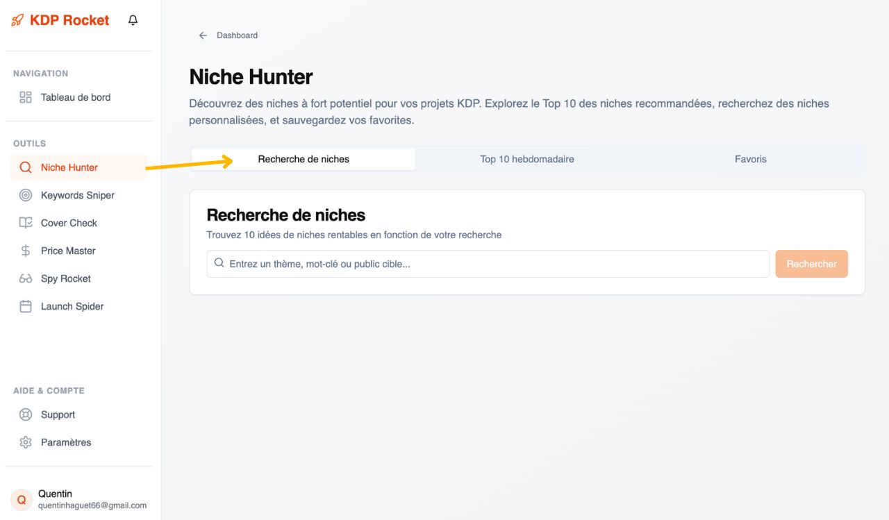 niche hunter kdp rocket