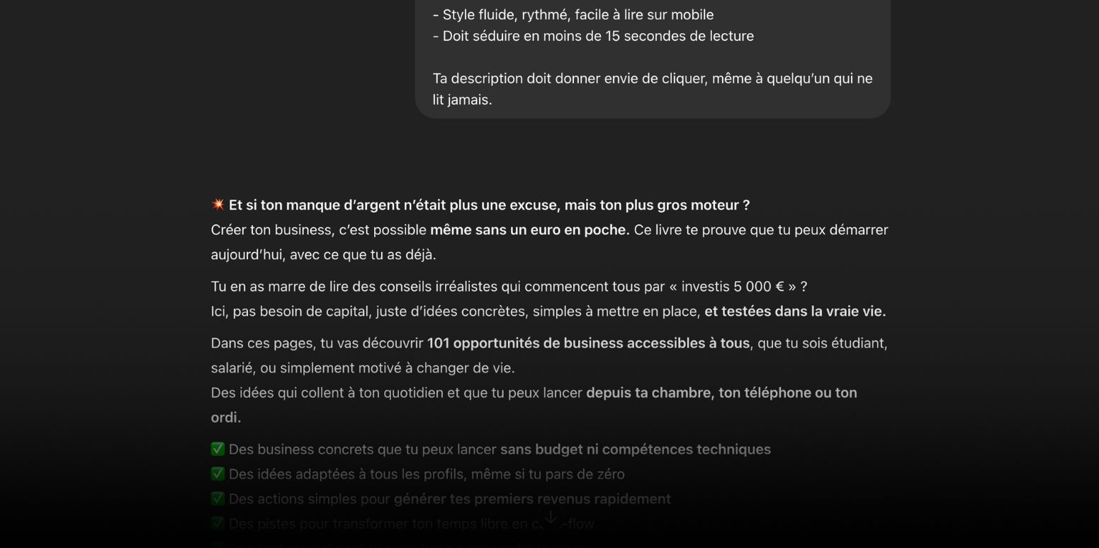 prompts &eacute;crire un livre